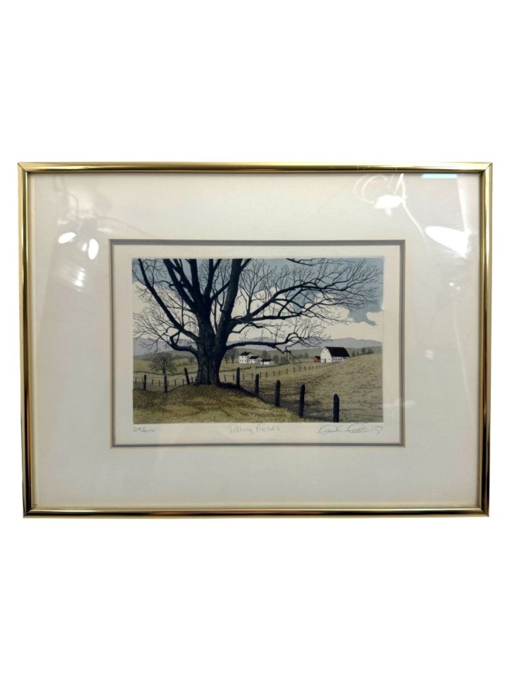 Rolling Fields Hand-colored Etching by Carol Collette Signed Framed COA  219/400